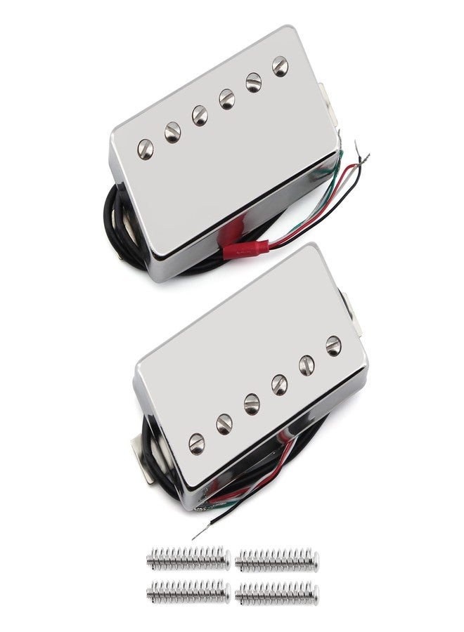 FLEOR Alnico 5 Guitar Humbucker Pickup 4-Wires Neck+Bridge Pickup Set Chrome Fit Gibson Les Paul Guitar Part - Image 1