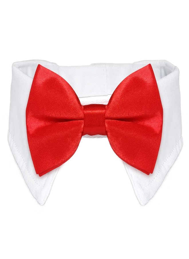 Koolmox Dog Bow Ties for Large Dogs, KOOLMOX Red Tuxedo for Dogs, Tuxedo Dog Neck Bow Red with Adjustable White Collar Formal Pet Collar Necktie for Small Medium Large Boy Dog Tuxedo Tux Wedding Outfits - Image 1