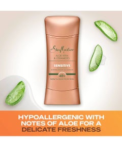SheaMoister SheaMoisture Desodorante antitranspirante en barra de aloe vera sensible y ceramidas, unidades para protección contra el sudor y el olor 48HR sin parabenos y sin aceite mineral 74ml  - Image 3