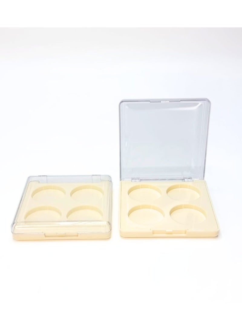 باليت ظلال عيون فارغة مكونة من 4 اوعية - علبة مغناطيسية قابلة لاعادة الملء للمكياج بنفسك، قطعتين