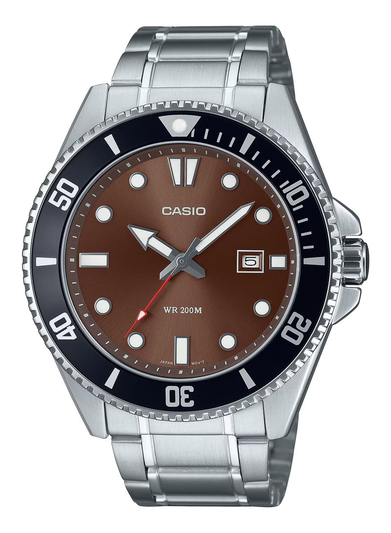 CASIO Quartz Analog Brown Dial Stainless Steel Men's Watch MDV-107D-5AV