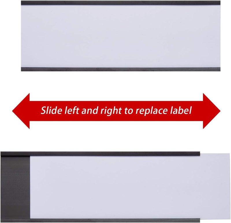 EEOYU Magnetic Label Holders with Magnets Magnetic Data Card Holders with Clear Plastic Protectors for Metal Shelf, Whiteboard, Set of 50 (2 x 5.5 Inch) - Image 4