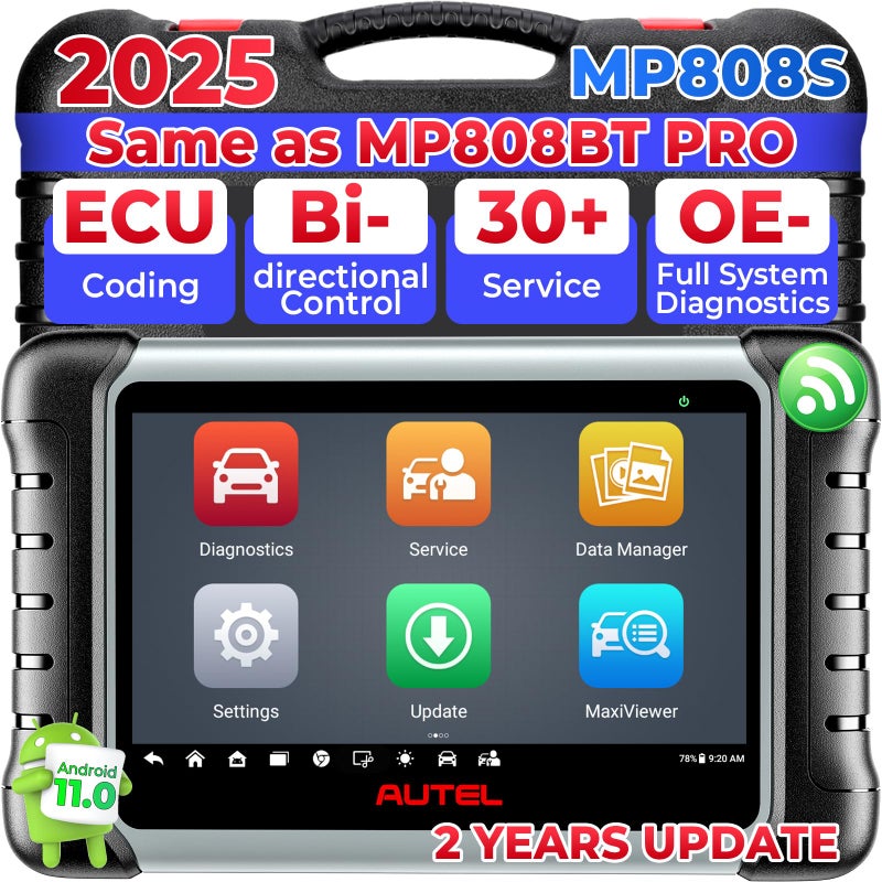 Autel Autel MaxiPRO MP808S Scanner 2025 2Year Update MP808S Up of MaxiSys MS906BT MaxiCOM MK900BT MK900 MX900 MP808BT ECU Coding as MS906 PROMAX MP900BT 3k Active Tests 30 Resets FCA SGW OS 11