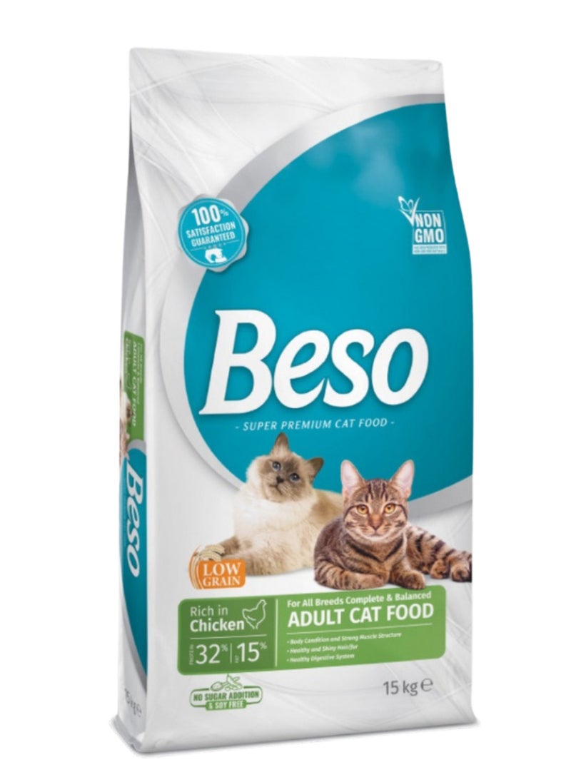 Beso - Biso Dry Cat Food With Chicken For Adult Cats(15 kg) - Image 1