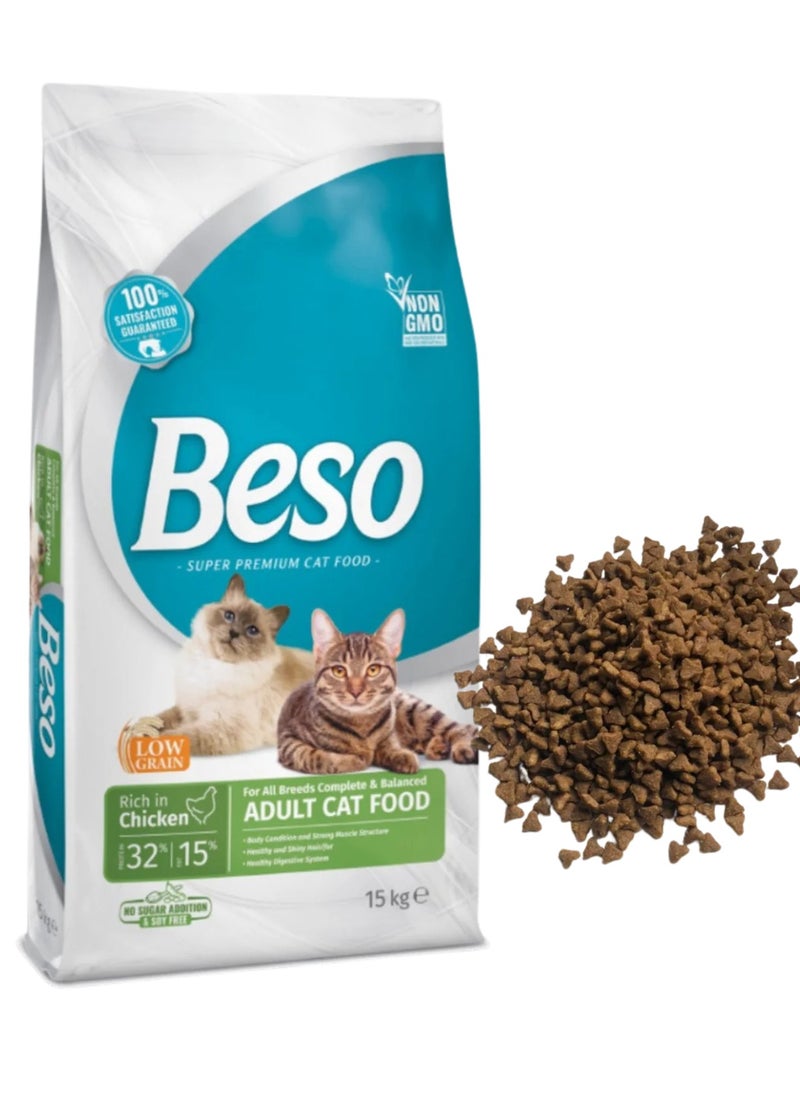 Beso - Biso Dry Cat Food With Chicken For Adult Cats(15 kg) - Image 1
