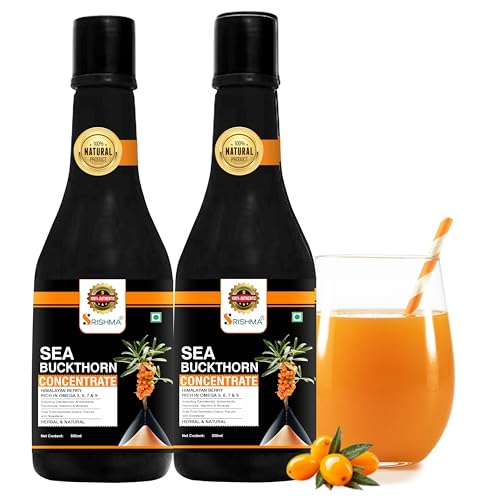 SRISHMA Sea Buckthorn Pulp Concentrate 500 ml (Pack of 2 - 80 Glasses) Cold-Pressed | Natural Vitamin C,Omega 3 6 7 9, Antioxidants | Immunity,Skin Glow& Gut Health Support | Herbal Juice Seabuckthorn Supplement. - Image 1