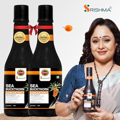 SRISHMA Sea Buckthorn Pulp Concentrate 500 ml (Pack of 2 - 80 Glasses) Cold-Pressed | Natural Vitamin C,Omega 3 6 7 9, Antioxidants | Immunity,Skin Glow& Gut Health Support | Herbal Juice Seabuckthorn Supplement. - Image 5