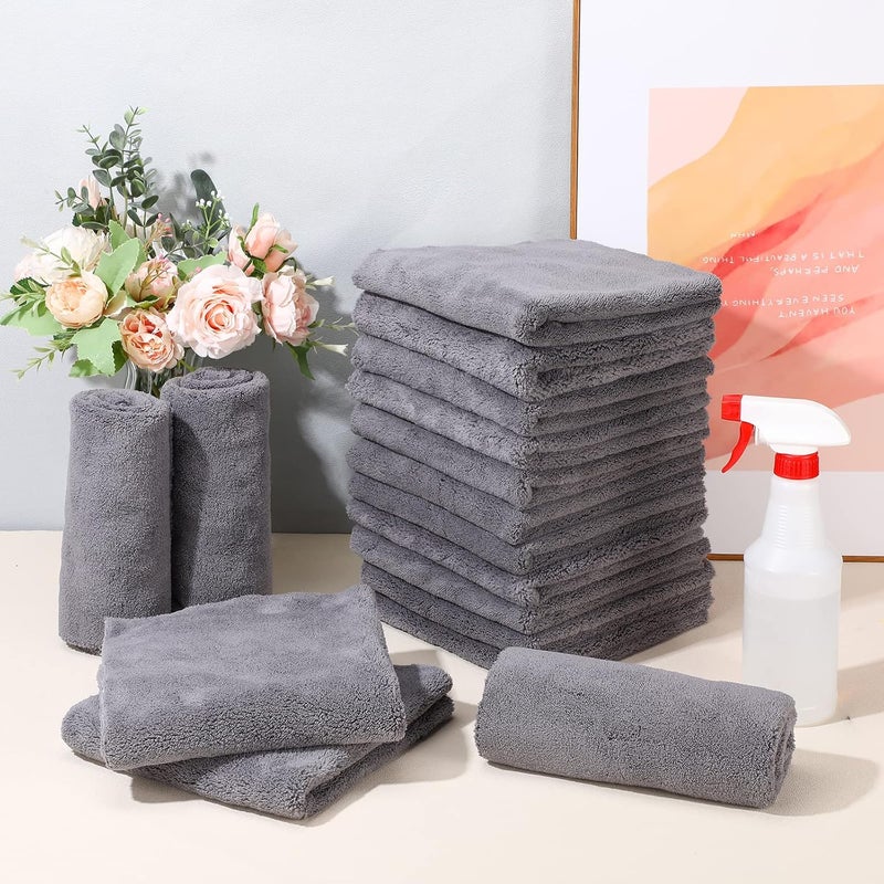 Shimeyao 30 Pcs Edgeless Microfiber Plush Towels for Cars - 500 GSM, 16 x 16 Inch (Gray) - Image 5