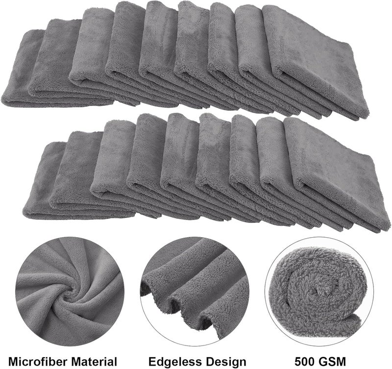 Shimeyao 30 Pcs Edgeless Microfiber Plush Towels for Cars - 500 GSM, 16 x 16 Inch (Gray) - Image 3