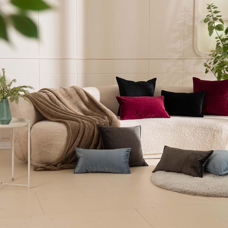 JUSPURBET Light Blue Decorative Velvet Throw Pillow Covers 24x24 inch Set of 2 Broadside Soft Cushion Case with Invisible Zipper for Sofa Couch Bed - Image 3