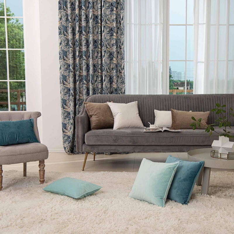 JUSPURBET Light Blue Decorative Velvet Throw Pillow Covers 24x24 inch Set of 2 Broadside Soft Cushion Case with Invisible Zipper for Sofa Couch Bed - Image 4
