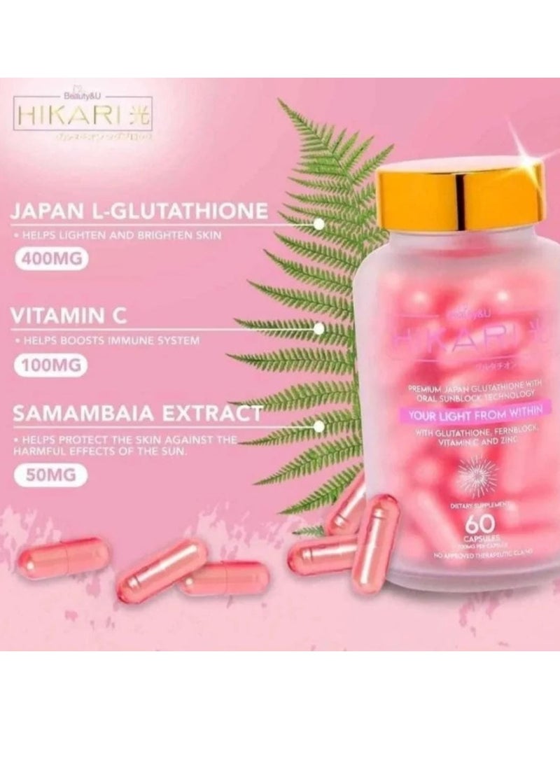 Hikari Glutathione Ultra Premium Japanese with Oral Sunscreen 60 Capsules - Image 3