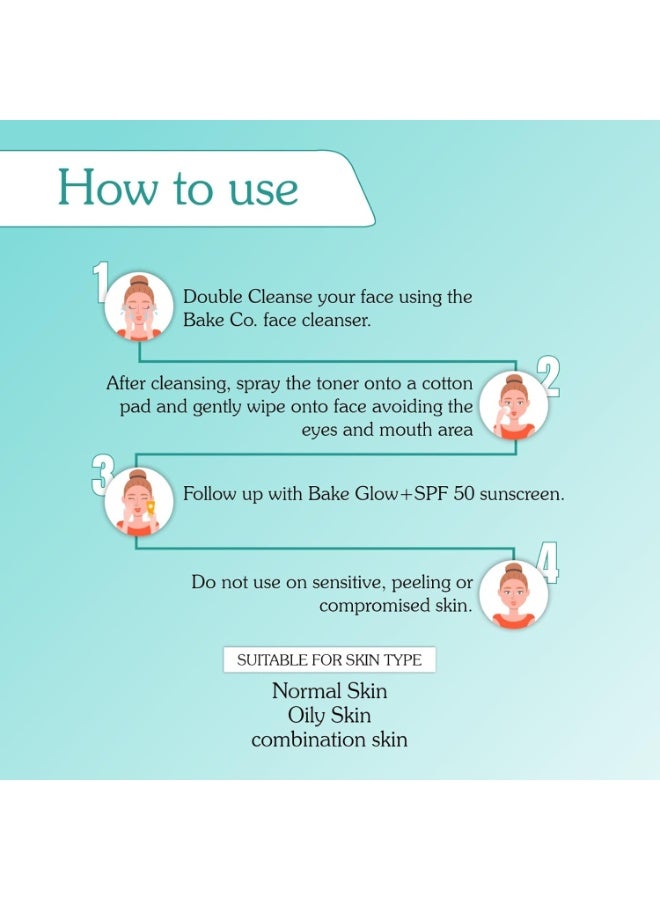 BAKE 10% Glycolic Acid Toner with Hyaluronic Acid | Targets Hyperpigmentation | Pore Tightening Toner for Face & Underarms | For Combination skin, Oily, Acne Prone skin | Alcohol Free Toner | 100ml - Image 4