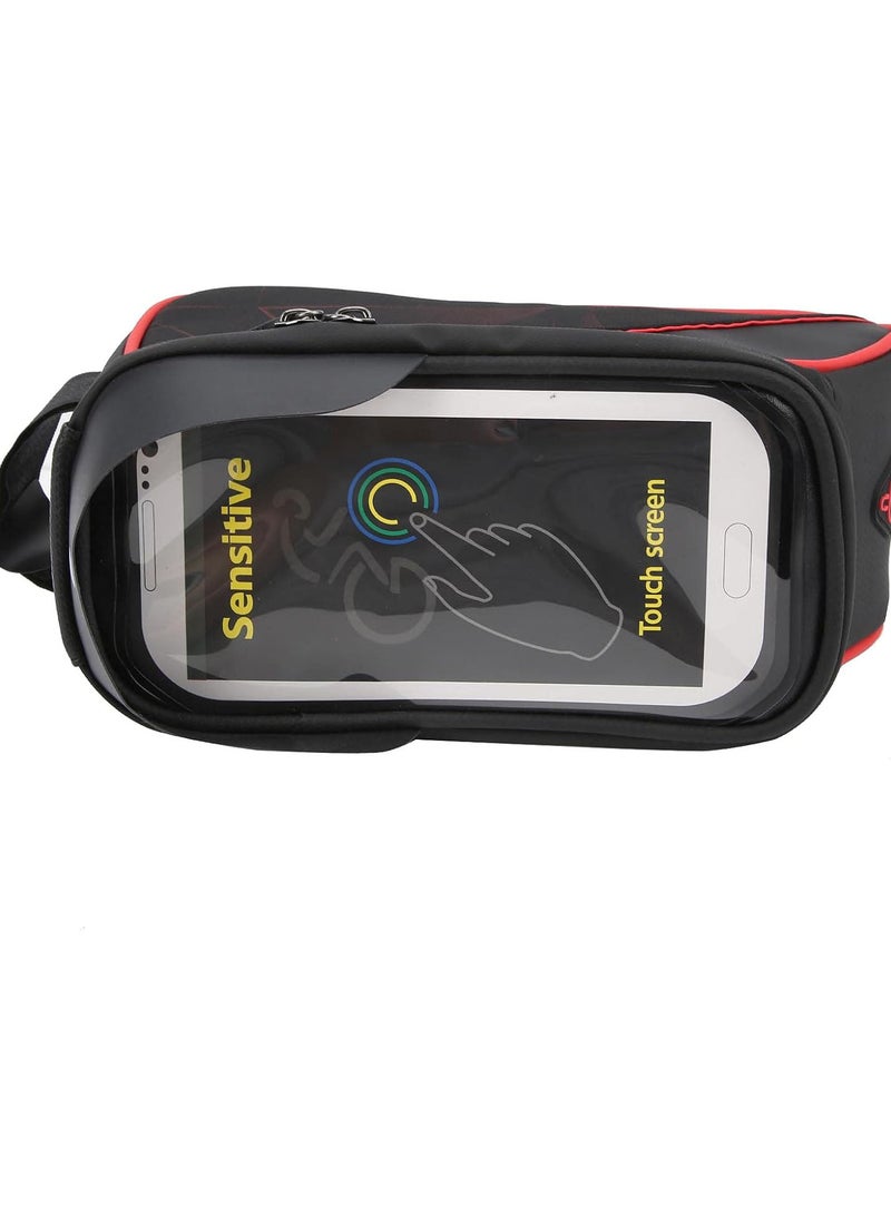 GGOOT Bike Frame Bag, Waterproof Bike Frame Bag Bicycle Cell Phone Holder Bicycle Top Tube Bag Touch Screen Front Frame Bag Black - Image 3