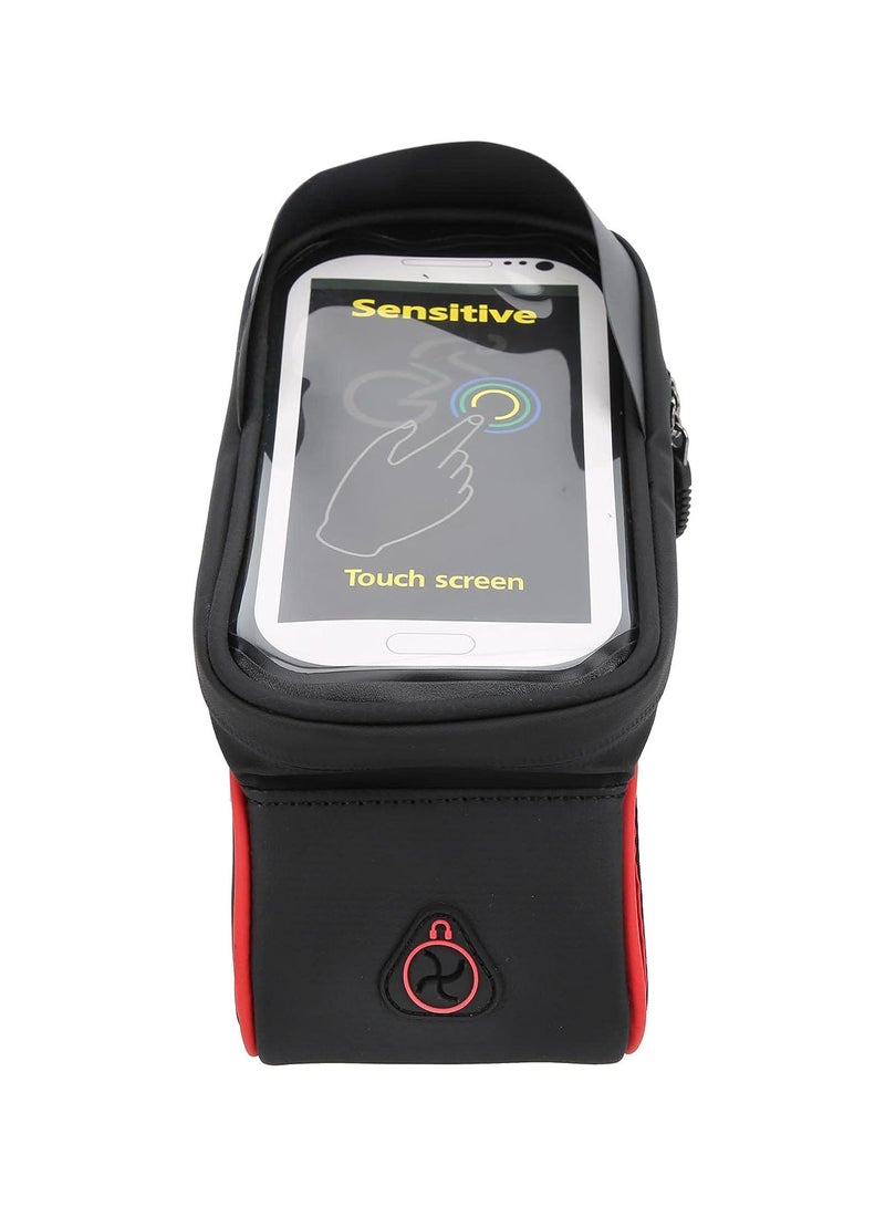 GGOOT Bike Frame Bag, Waterproof Bike Frame Bag Bicycle Cell Phone Holder Bicycle Top Tube Bag Touch Screen Front Frame Bag Black - Image 2