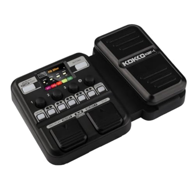 KMF-1 Multi-Effects Guitar Pedal Guitar processor with 18 amp and cabinet models, 59 effects, looper, drum machine, AUX input and headphone output. Color: Black - Image 1