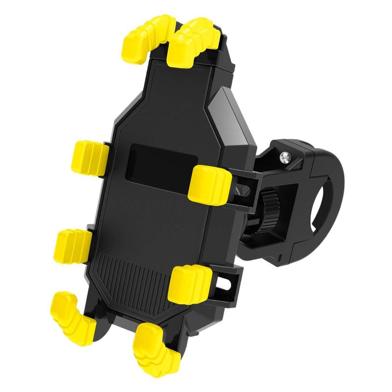 Secure Grip Phone Holder Motorcycle & Bicycle for Riding and Navigation and Octopus Clamp Mount for Universal Fit in Yellow - Image 1
