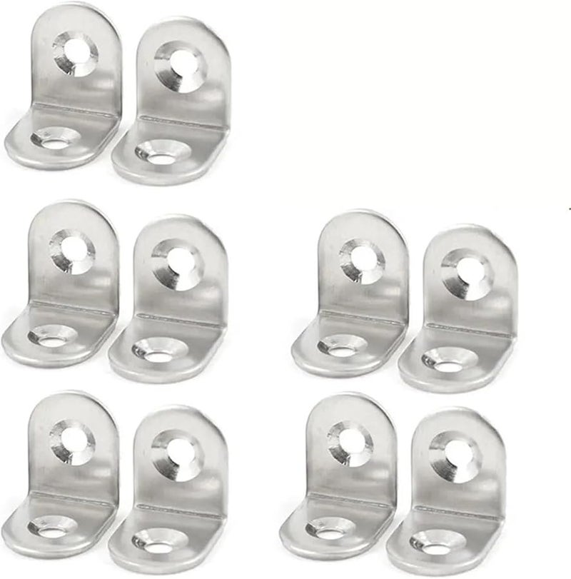 Stainless Steel Corner Brackets 20x20mm 100pcs Round End Angle Bracket For Furniture Shelves Cabinet - Image 5