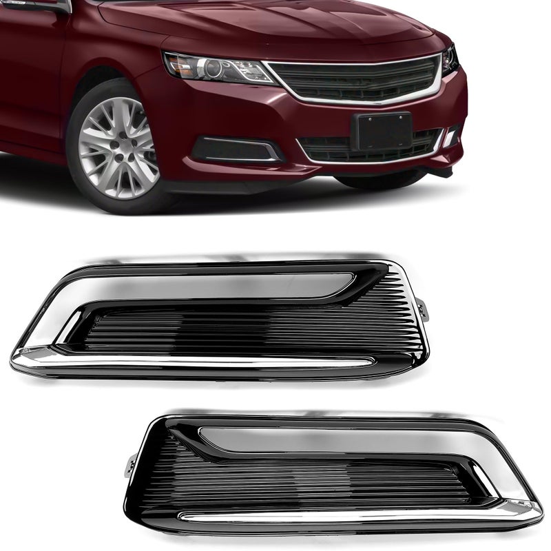 HECASA Fog Light Bezel Compatible with 20142020 Chevrolet Impala Front Bumper Driving Fog Lamp Bezel Pair Left Right Side Silvery Black WO Fog Lights