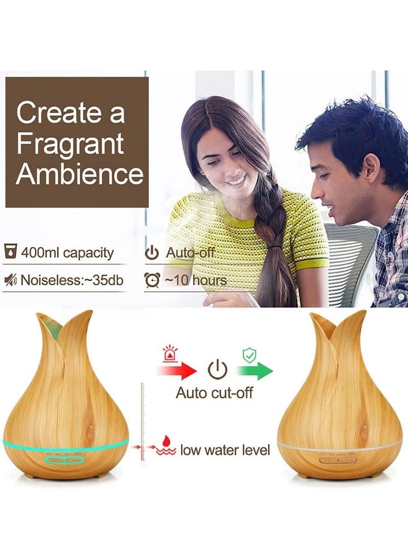 ماركة غير محددة - موزع للروائح من DOMA سعه 400 مل بالموجات فوق الصوتية ومرطب للهواء مع 7 الوان LED وتحكم بالريموت كنترول وخاصية الاغلاق التلقائي - Image 1