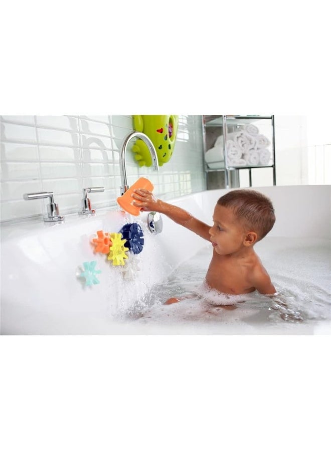 Boon Cogs Baby Bath Toys Spinning Gear Themed Sensory Baby Toys for Bathtub Suction Toys for Bathtub Walls Navy and Yellow 5 Count Ages 12 Months and Up - Image 2