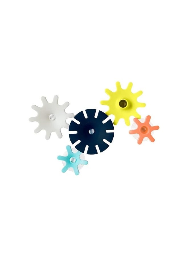 Boon Cogs Baby Bath Toys Spinning Gear Themed Sensory Baby Toys for Bathtub Suction Toys for Bathtub Walls Navy and Yellow 5 Count Ages 12 Months and Up - Image 3
