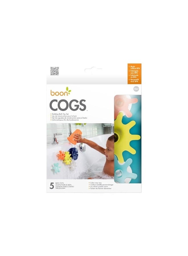 Boon Cogs Baby Bath Toys Spinning Gear Themed Sensory Baby Toys for Bathtub Suction Toys for Bathtub Walls Navy and Yellow 5 Count Ages 12 Months and Up - Image 5