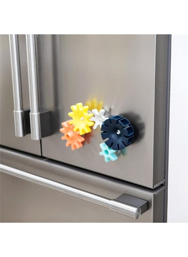 Boon Cogs Baby Bath Toys Spinning Gear Themed Sensory Baby Toys for Bathtub Suction Toys for Bathtub Walls Navy and Yellow 5 Count Ages 12 Months and Up - Image 4