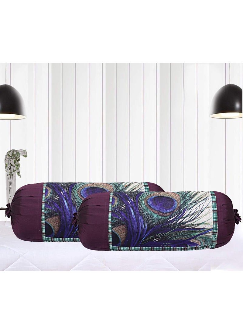 Kuber Industries Kuber Industries Peacock Wings Design Cotton 4 Pieces Bolster Cover Set Cream CTKTC13667Standard  - Image 3