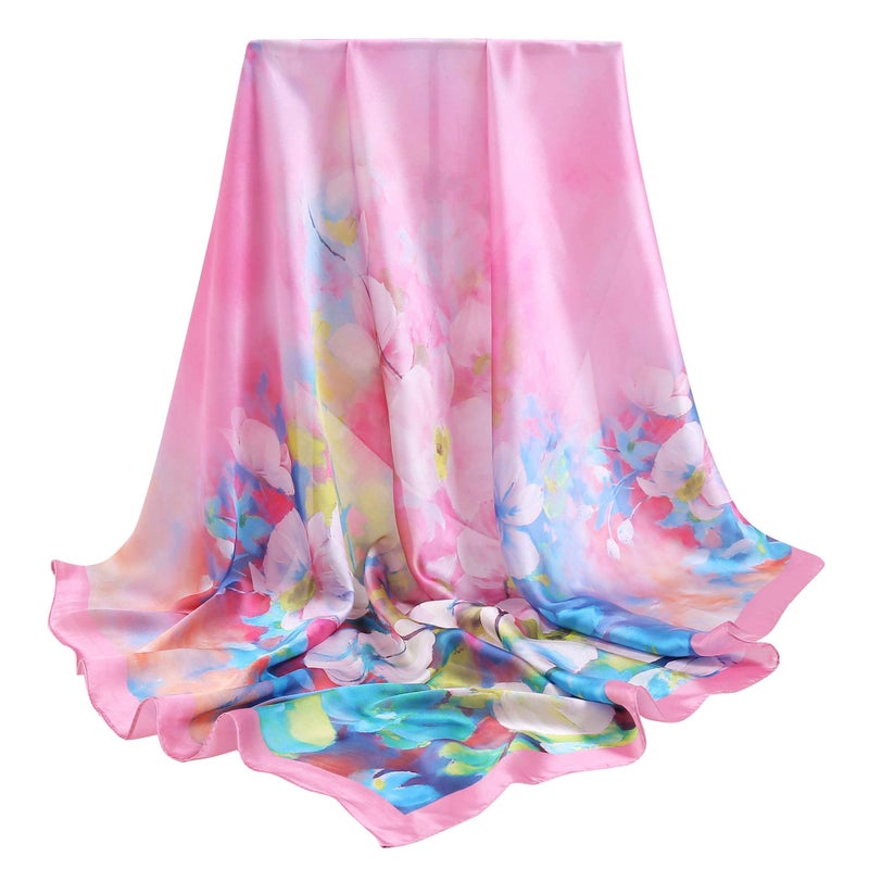 vimate وشاح حرير نقي 100% للنساء من فيمات، 35 بوصة × 35 بوصة، فكرة هدية مربعة، وشاح حرير فاخر للسيدات للنوم (نمط-005) - Image 1