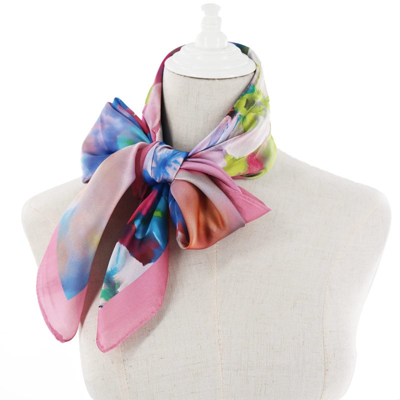 vimate وشاح حرير نقي 100% للنساء من فيمات، 35 بوصة × 35 بوصة، فكرة هدية مربعة، وشاح حرير فاخر للسيدات للنوم (نمط-005) - Image 5