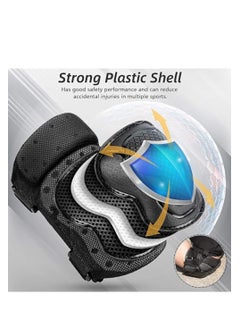SYOSI Knee Pads Elbow Pads Wrist Guards Set, for Adult/Youth/Kids, for Roller Skates Cycling BMX Bike Skateboard Inline Skatings Scooter, Soft EVA Filling Material, Adjustable Design, Multi-purpose Gear  - Image 3