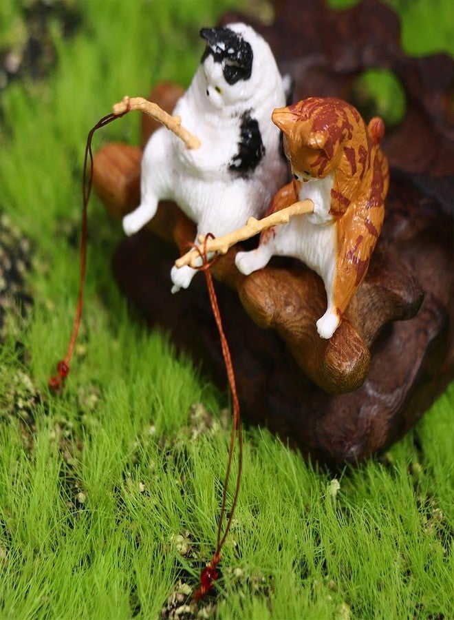 Kopida Fishing Cat Statue 5PCS Creative Kitten Fishing Miniature Figurines Flower Pot Micro Landscape Mini Cute Cat Statue Aquarium Fish Tank Decor Ornaments - Image 3