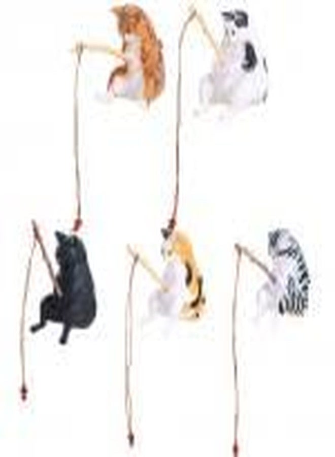 Kopida Fishing Cat Statue 5PCS Creative Kitten Fishing Miniature Figurines Flower Pot Micro Landscape Mini Cute Cat Statue Aquarium Fish Tank Decor Ornaments - Image 1