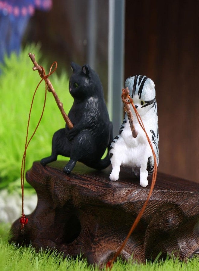 Kopida Fishing Cat Statue 5PCS Creative Kitten Fishing Miniature Figurines Flower Pot Micro Landscape Mini Cute Cat Statue Aquarium Fish Tank Decor Ornaments - Image 4