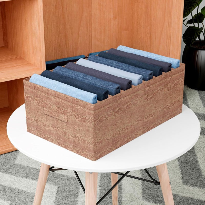 Kuber Industries Trouser Box Wardrobe Organizer Clothes Organizer Storage Box for PantsShirtSweatersBra PantySocks 9Grid Closet Organizer Large Pack of 2 Wooden - Image 2