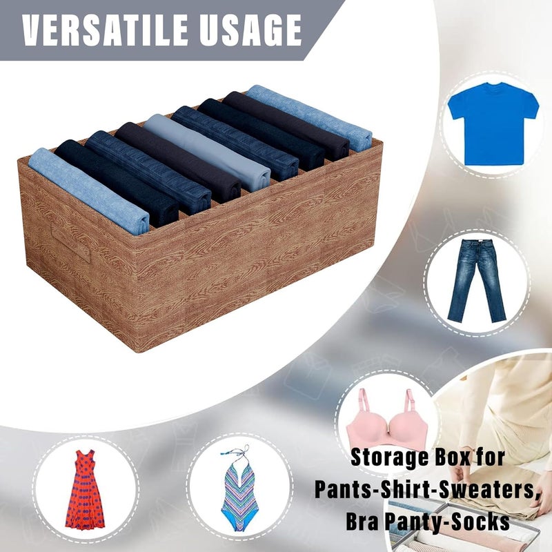 Kuber Industries Trouser Box Wardrobe Organizer Clothes Organizer Storage Box for PantsShirtSweatersBra PantySocks 9Grid Closet Organizer Large Pack of 2 Wooden - Image 5