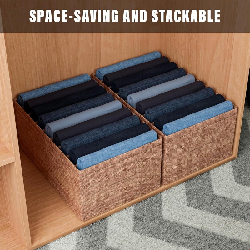 Kuber Industries Trouser Box Wardrobe Organizer Clothes Organizer Storage Box for PantsShirtSweatersBra PantySocks 9Grid Closet Organizer Large Pack of 2 Wooden - Image 4