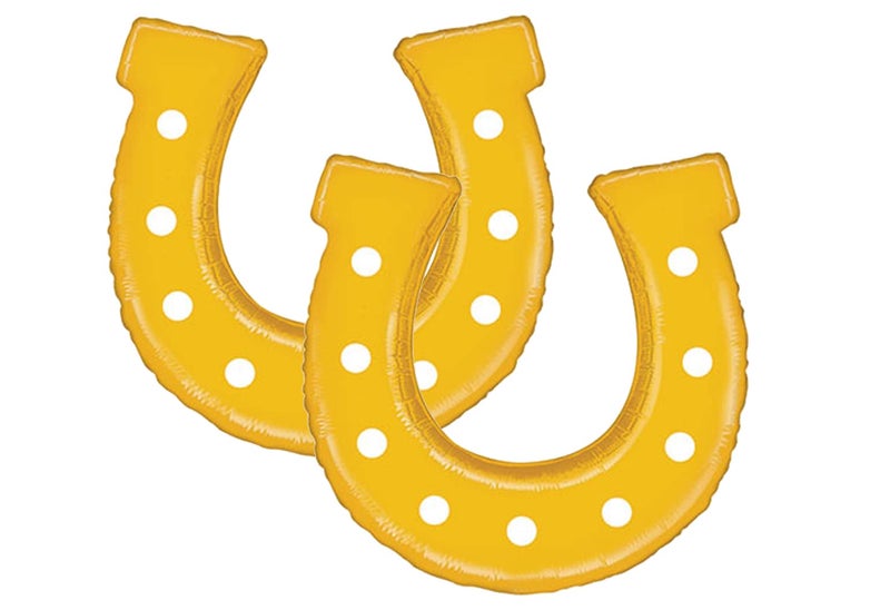 Artisan Owl Set of 2 Golden Horseshoe Jumbo 25 Foil Party Balloons - Image 3