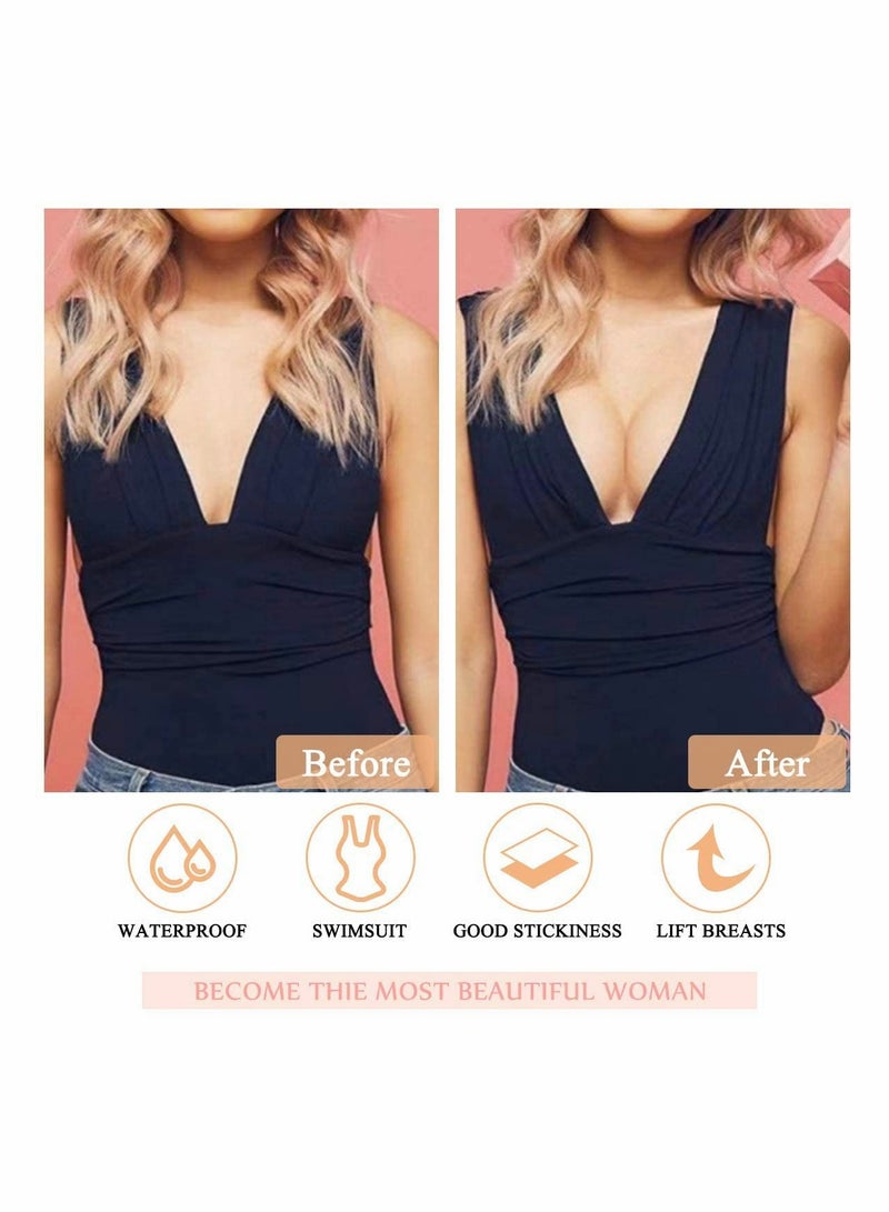 SOLARAE مجموعة أغطية بدون ظهر 5 أزواج، شريط دعم كبير قابل للتنفس، شريط صدر رياضي، حمالة صدر لاصقة يمكن التخلص منها لكوب A-E، 2" × 16.4 قدم حمالة صدر لاصقة - Image 4