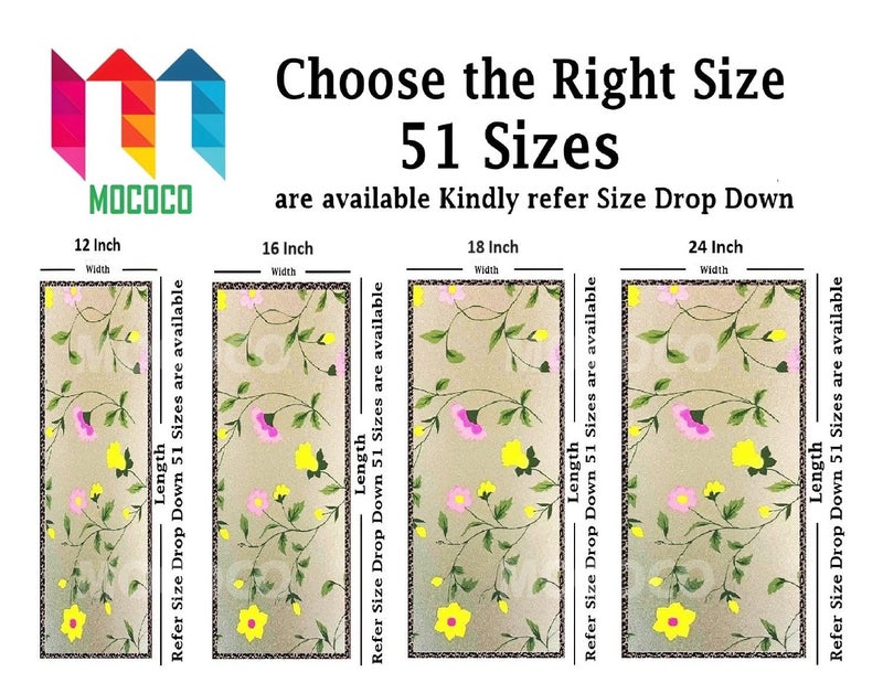 MOCOCO Premium Privacy Window Film Vinyl Frosted Self Adhesive Glass Film Decorative Window Stickers for Home Office Bathroom Kitchen Living Room - Spanish Floral Design - Image 2