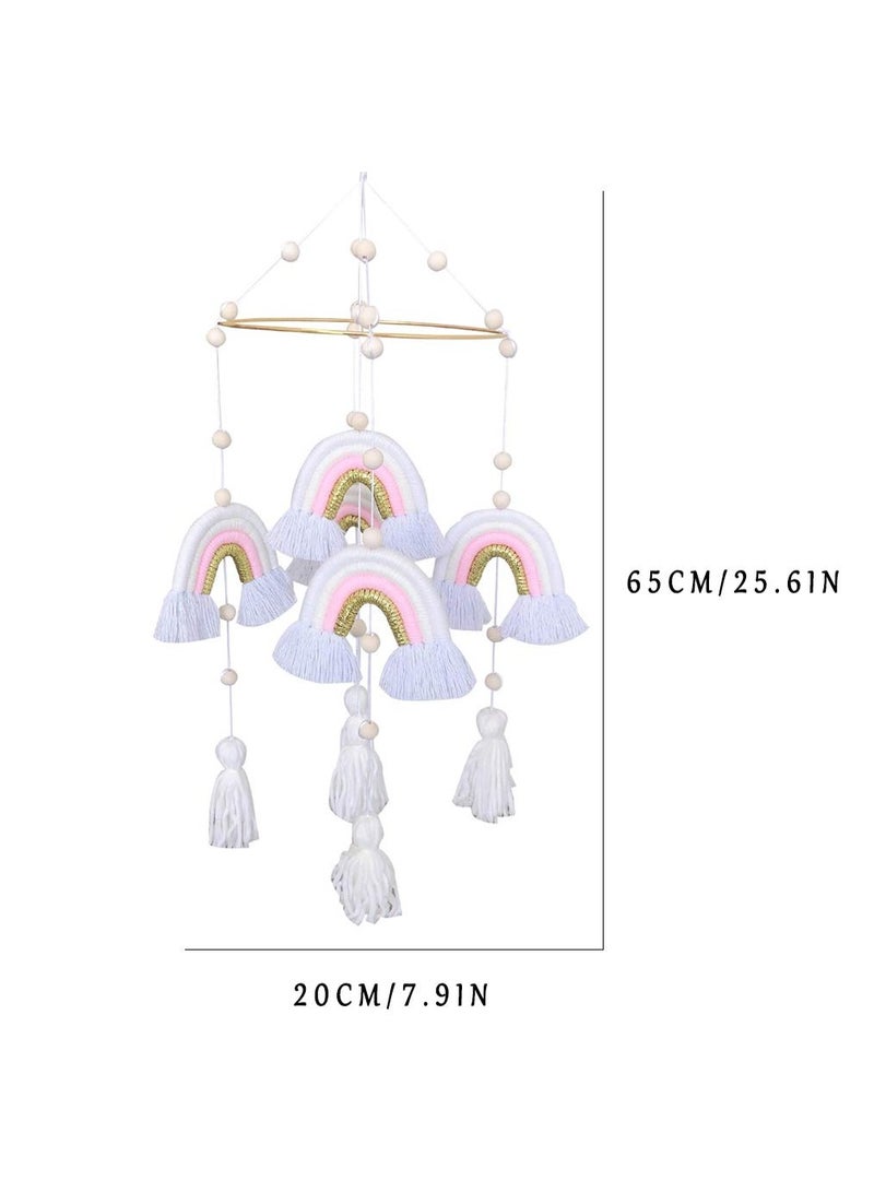 SYOSI Baby Crib Mobile Wall Hanging Decor, Boho Rainbow Nursery Decor, Rainbow Baby Mobile Hanging Macrame for Bassinet Nursery Decor - Image 5