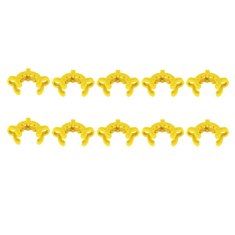 stonylab Plastic Joint Clips, 10 pcs 14mm Lab Keck Clamp #14 Keck Clips for 14/20 Joint Glass Standard Conical Interface Clip Ground Glass Joint Lab Accessory - Yellow - Image 1