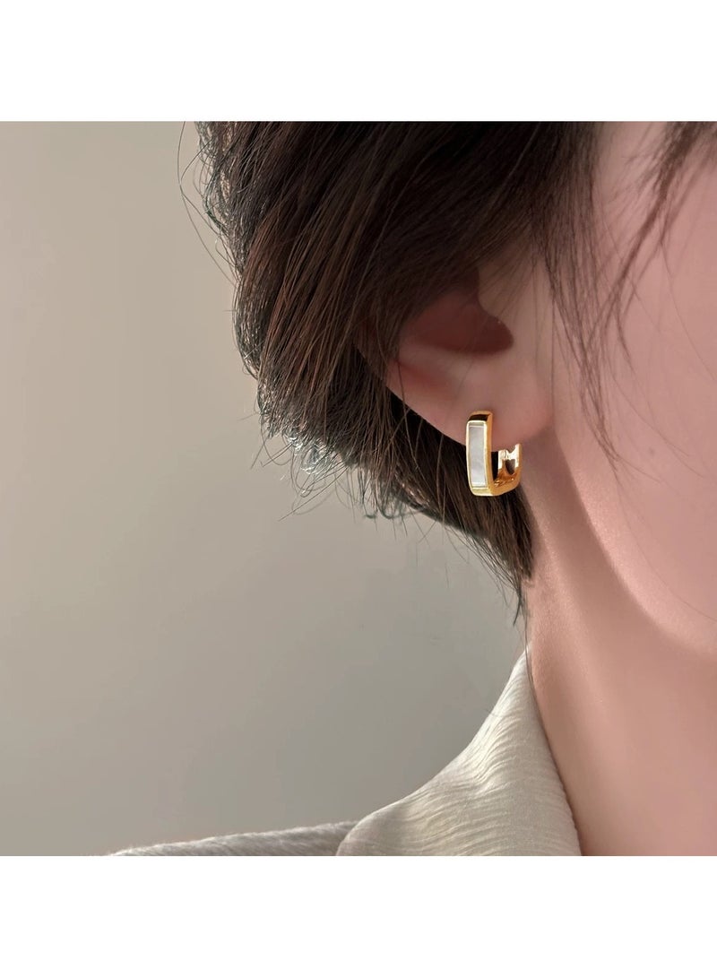 Korean & Japanese Style Shell Earrings: Luxury Metal & Sterling Silver Design, Unique Minimalist Statement Piece - Image 3