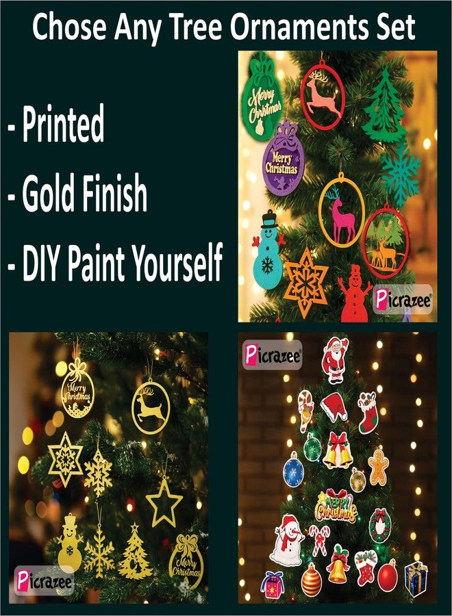 Picrazee DIY 16 Pcs Wooden Christmas Tree Ornaments Set | Paint & Decorate Tree Hanging Craft Kit for Kids & Family | Xmas Decor, Party & Gifting - Image 4