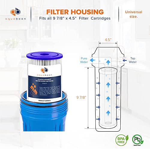 Aquaboon 5 Micron Pleated Sediment Water Filter 10 x 4.5 Cartridge - Whole House Water Filter Replacement - Whole House Water Filters Cartridges Compatible with Well Filters FXHSC, R50-BBSA, 2-Pack - Image 2