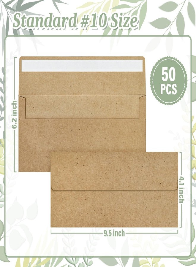 Mulbozy 50 Pcs Kraft #10 Business Envelopes, Self Seal Standard Envelopes, Windowless Business Mailing Envelopes for Office, Checks, Letters, Invoices, Statements, Wedding, 4-1/8 x 9-1/2 inch - Image 2