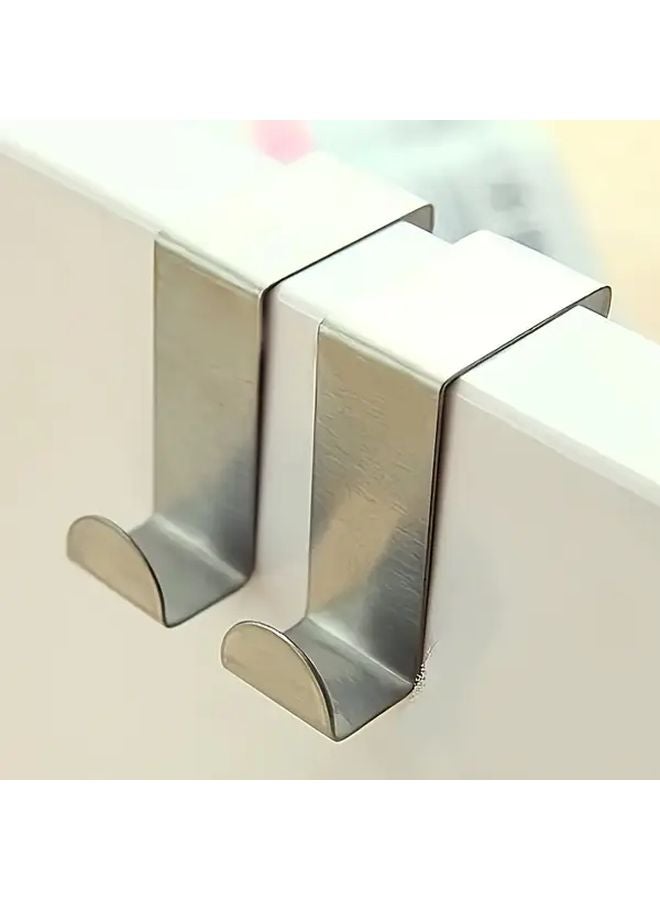 1pc Stainless Steel Z Hook Over The Door Coat Rack Dual Use Space Saving Design Silvery - Image 3