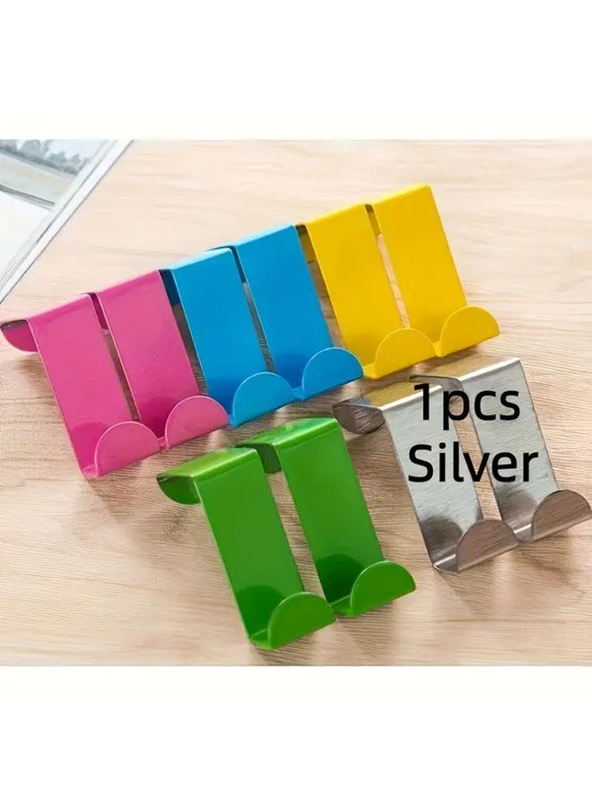 1pc Stainless Steel Z Hook Over The Door Coat Rack Dual Use Space Saving Design Silvery - Image 1