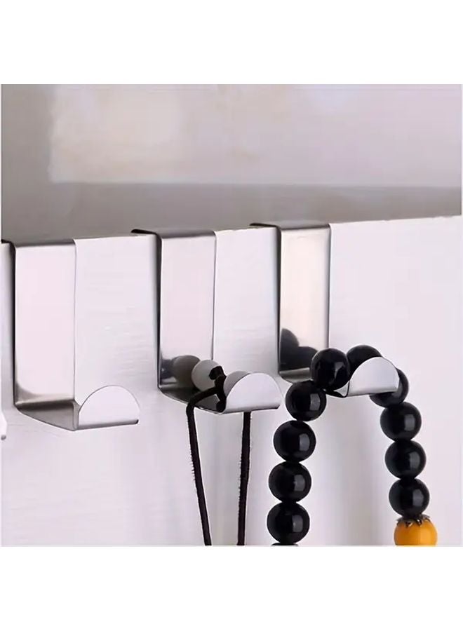 1pc Stainless Steel Z Hook Over The Door Coat Rack Dual Use Space Saving Design Silvery - Image 5